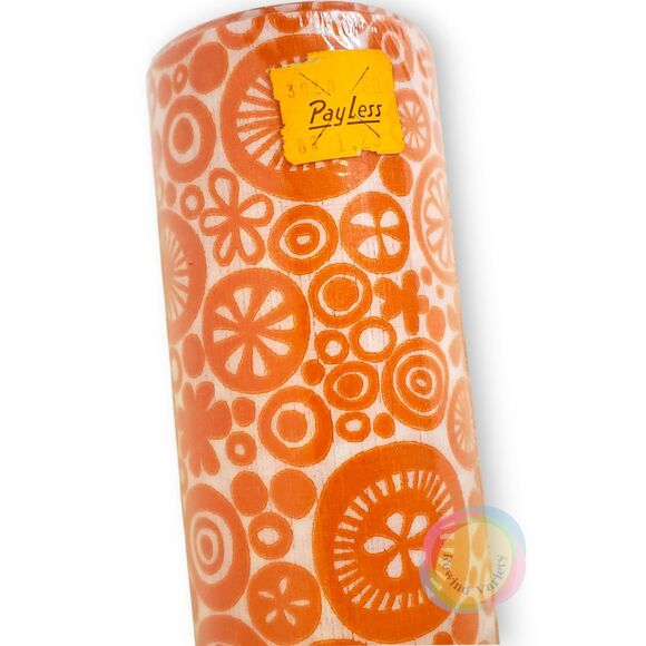 Vintage NOS 1976 Rubbermaid Shelf Liner Orange Groovy Floral MCM Tack Back 10' - Picture 5 of 11